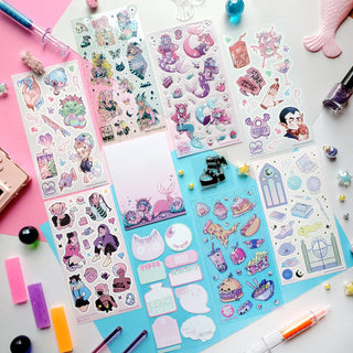 goth punk girls vampire Frankenstein monster blood nails food halloween pastel sticker notepad stamp