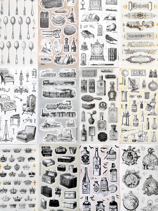 vintage victorian luggage suitcase bag travel sticker sheet