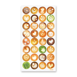 coffee latte foam art espresso cup sticker sheet