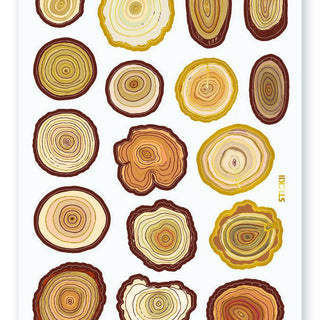 tree ring stump nature wood sticker sheet